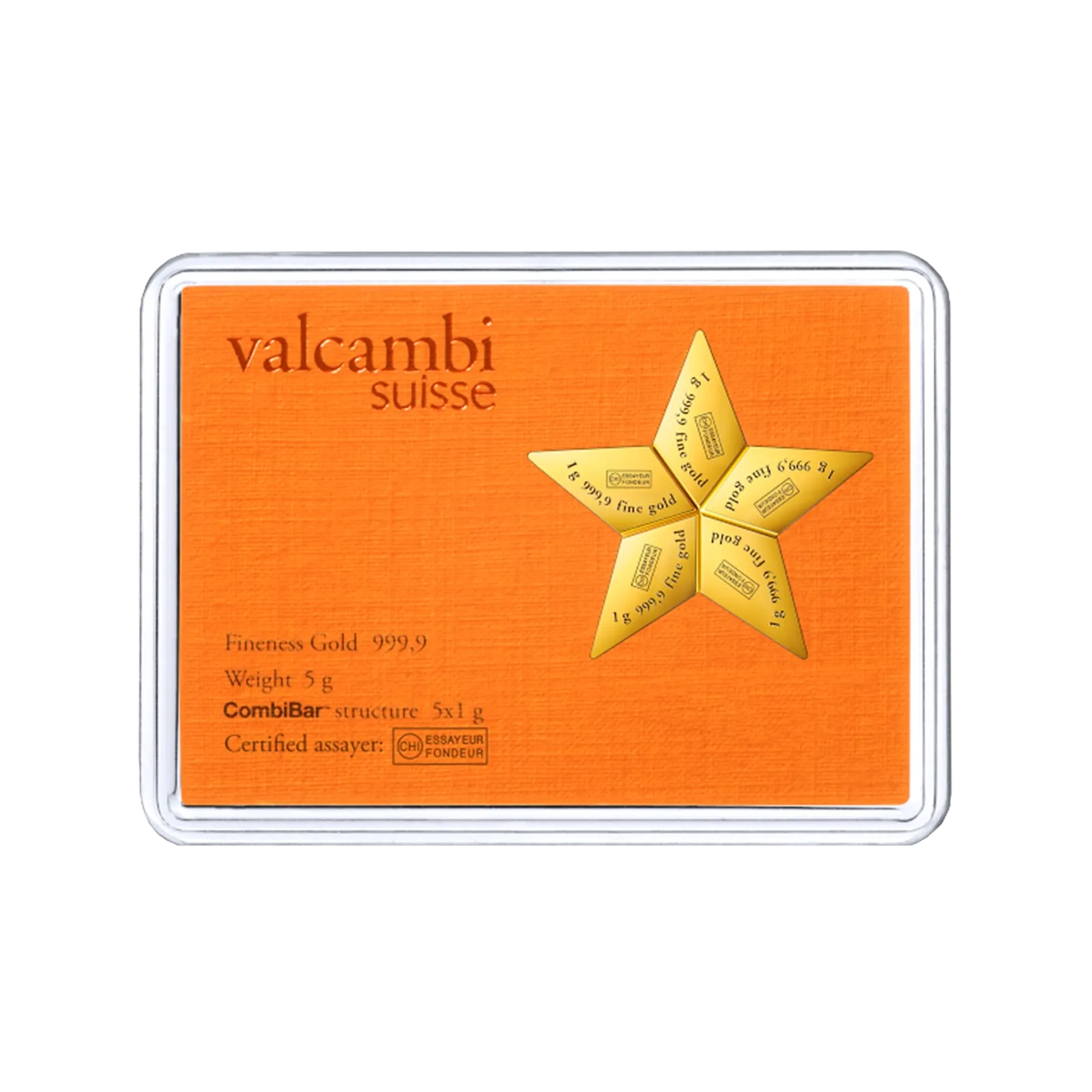5 x 1g Valcambi Gold CombiBar 5